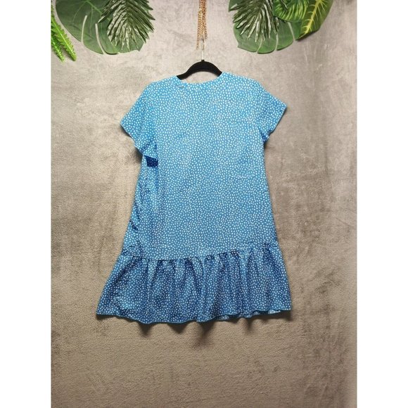 Women Mini Dress Dropped Waist V-neck Button Front Closure US SIZE 10 - Picture 11 of 14